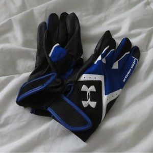 Under Armour Blue and Black Sports Batting Gloves Youth Size M